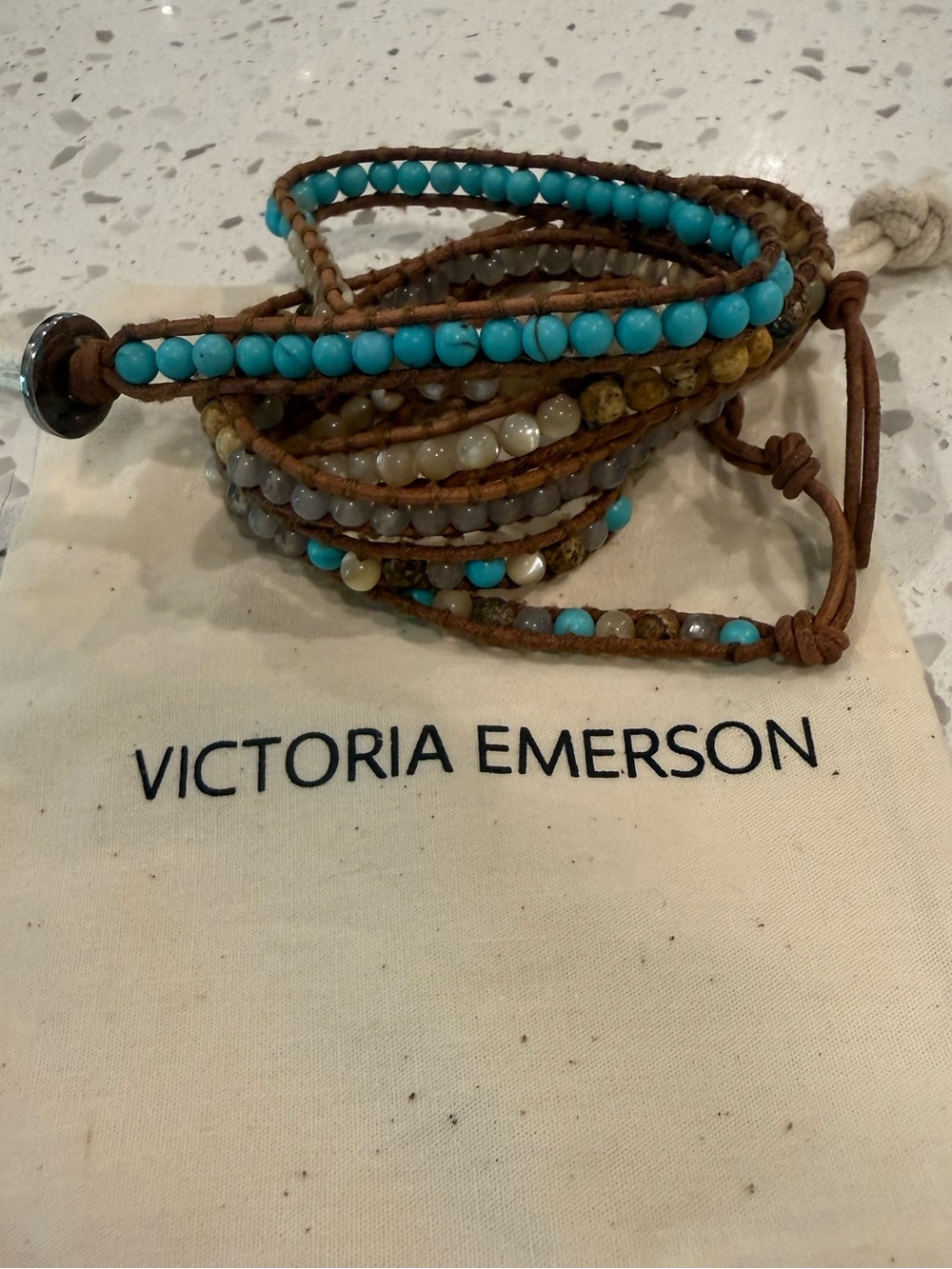 Victoria Emerson 5-Wrap Bracelet Turquoise Mixed Stone OS